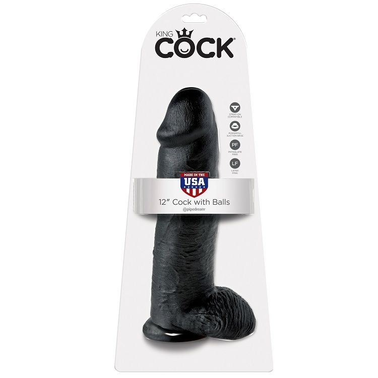 KING COCK - Dildo Realista Negro 30.48 cm