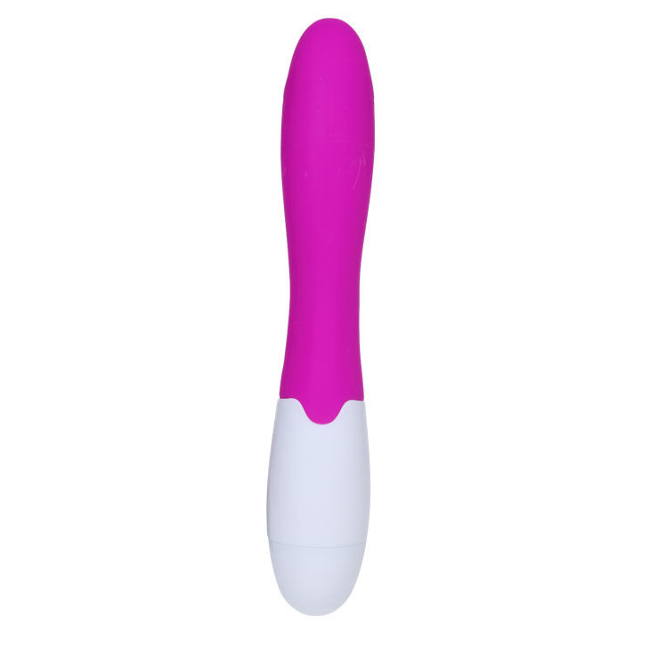 Vibrador elegantemente desenhado em lila e branco para estimulação do clítoris