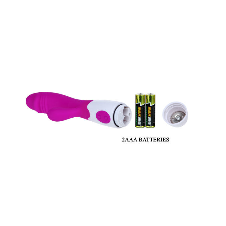 Vibrador elegantemente desenhado em lila e branco para estimulação do clítoris