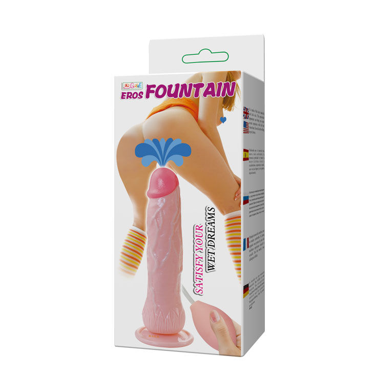 Dildo realista Eros Fountain com simulação de ejaculação e ventosa.