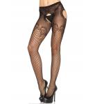 Panty de malla industrial negro elegante com aberturas.