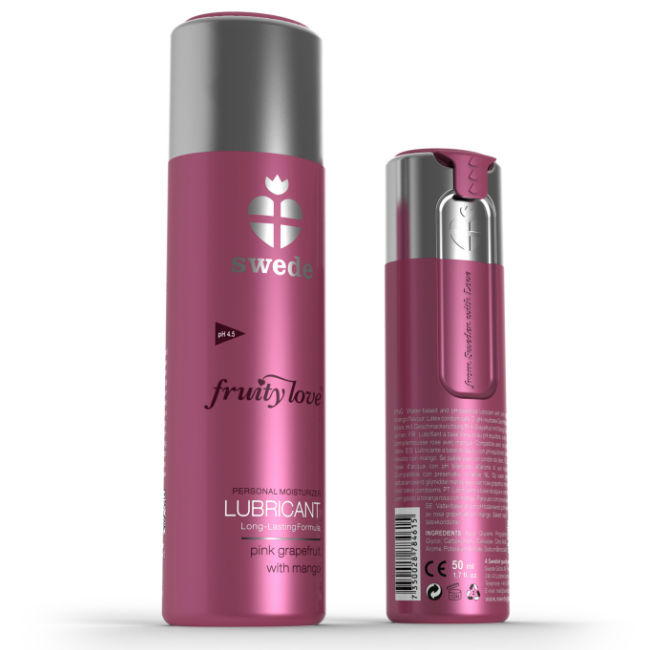 Lubrificante SWEDE FruityLove com sabor a toranja-rosa e manga