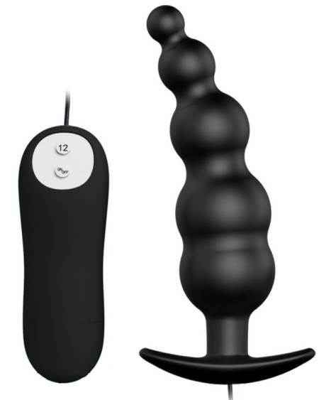 PRETTY LOVE - PLUG ANAL SILICONA ESTIMULACIÓN EXTRA Y 12 MODOS VIBRACIÓN NEGRO CONTROL REMOTO