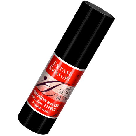 Óleo de massagem EXTASE SENSUAL com efeito calor e feromonas, aroma de fruta da paixão.