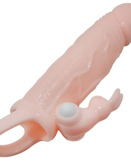 Capa pénis Brave Man com rabbit vibrador 16.5 cm natural