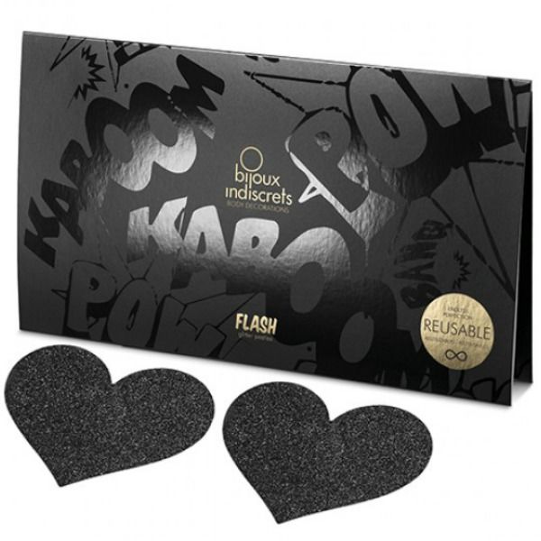 Pezoneras Flash Coração Negro da Bijoux Indiscrets