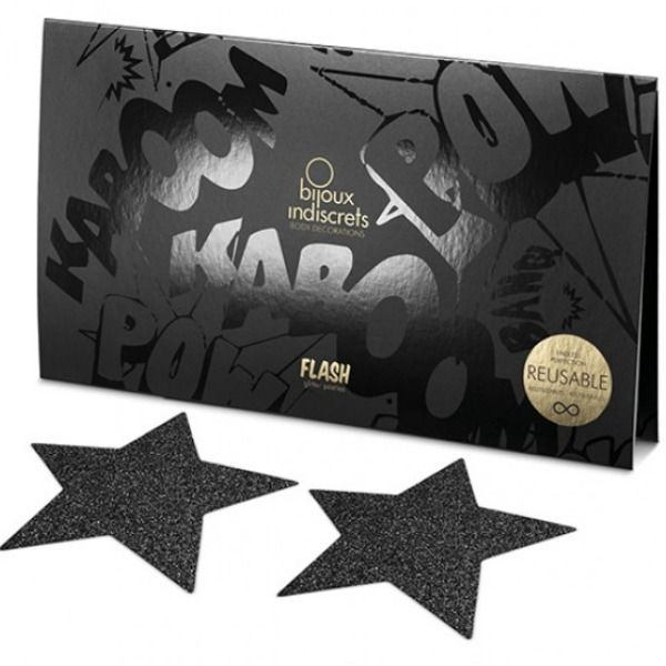 Decorações corporais autoadhesivas Pezoneras Flash Estrella Negro