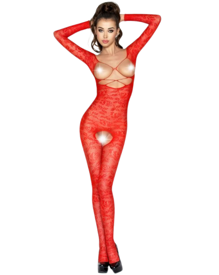 PASSION - WOMAN BS031 BODYSTOCKING ROJO TALLA ÚNICA