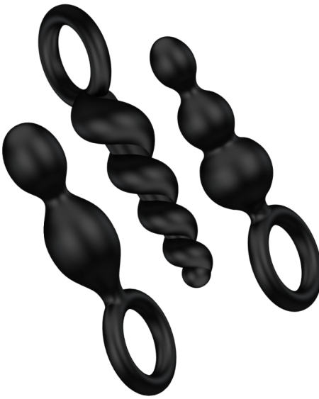 SATISFYER - ANAL PLUGS SET 3 PCS NEGRO