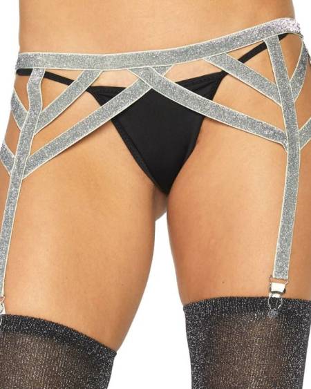 LEG AVENUE - LIGUERO LUREX PLATEADO TALLA ÚNICA