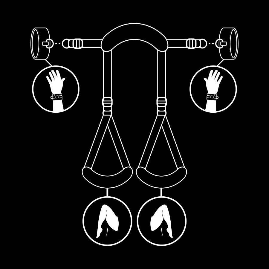 FETISH SUBMISSIVE - POSICIÓN PIERNAS ABIERTAS CON ESPOSAS CON FORRO DE NEOPRENO