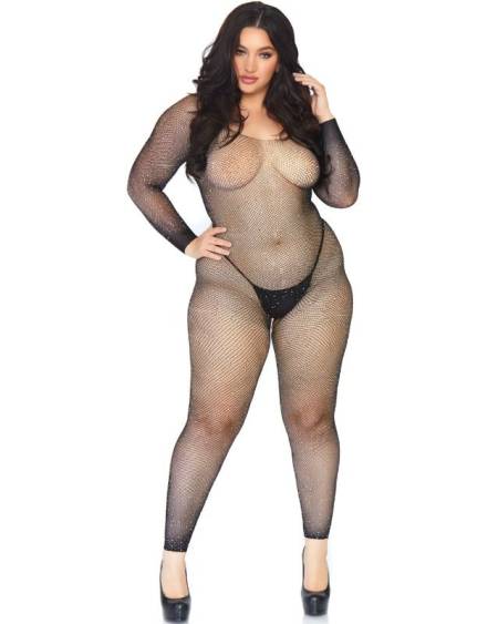 LEG AVENUE - BODYSTOCKING EN RED CON BRILLANTE 1X-2X