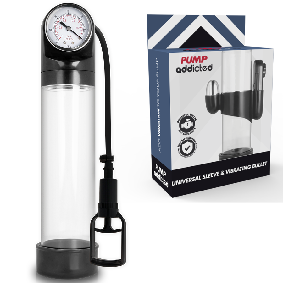 Bomba peniana PUMP ADDICTED RX9 com vibrador e calibrador incorporado