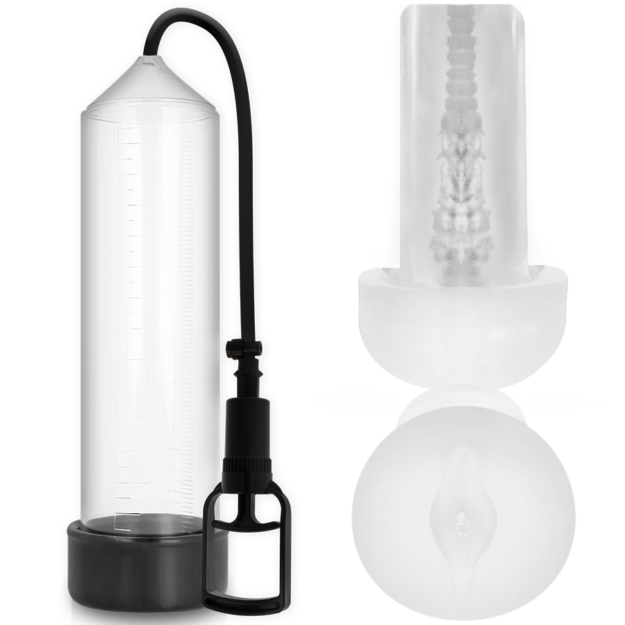 Bomba peniana PUMP ADDICTED RX7 com masturbador incluído
