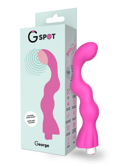 Vibrador G-SPOT George rosa chiclete, com ponta curva e estrutura flexível