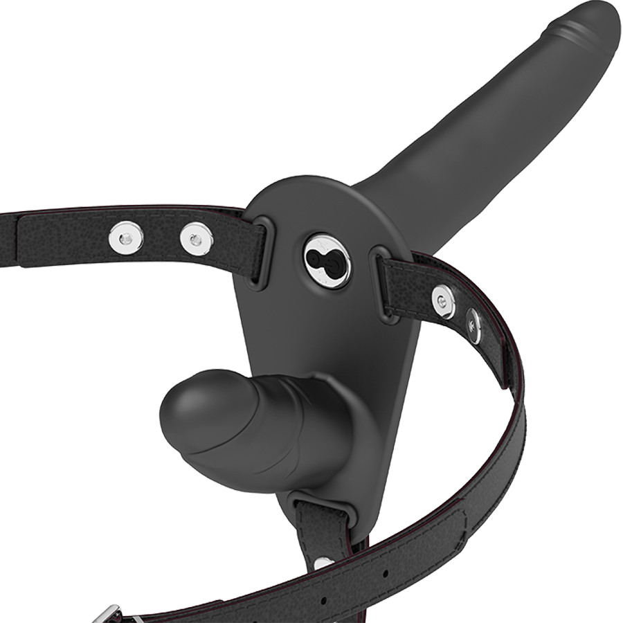 Arnês Duplo Penetração Vibrador Preto