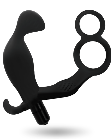 ADDICTED TOYS - PLUG ANAL CON ANILLA DOBLE PENE Y TESTÍCULOS NEGRO
