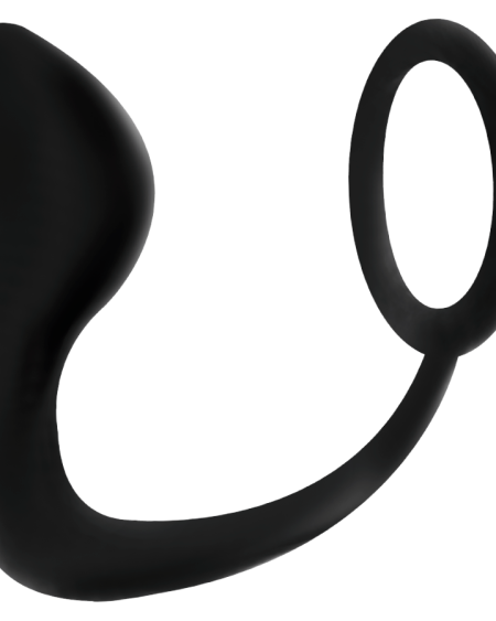 Plug anal com anel para pénis preto