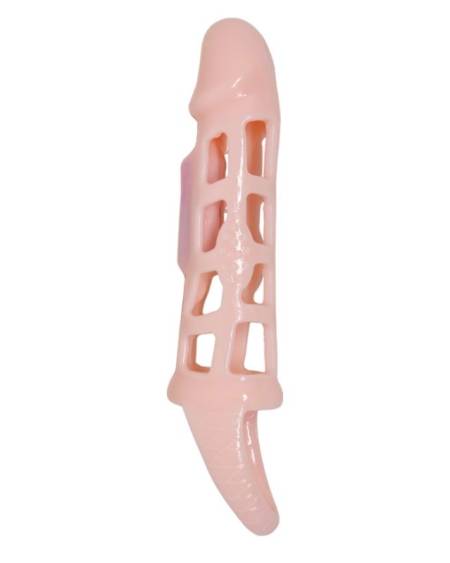 Capa extensora peniana BAILE FOR HIM com vibração, cinta para os testículos e design realista