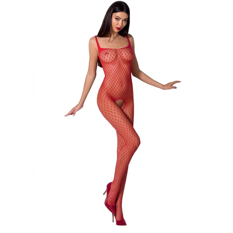 PASSION WOMAN BS071 BODYSTOCKING BLANCO TALLA UNICA - ROJO, ONE SIZE