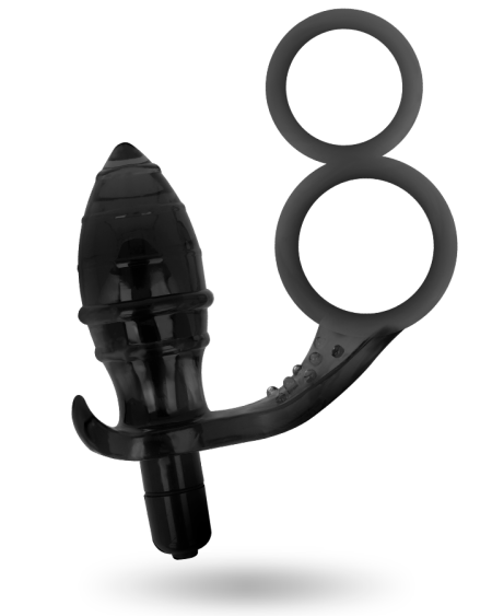 Plug anal com anel duplo da marca ADDICTED TOYS na cor preta.