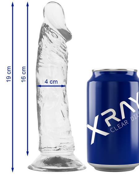 X RAY - CLEAR DILDO TRANSPARENTE 19 CM -O- 4 CM
