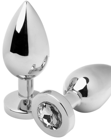 Plug anal METAL HARD Diamond Medium em aço polido com cristal