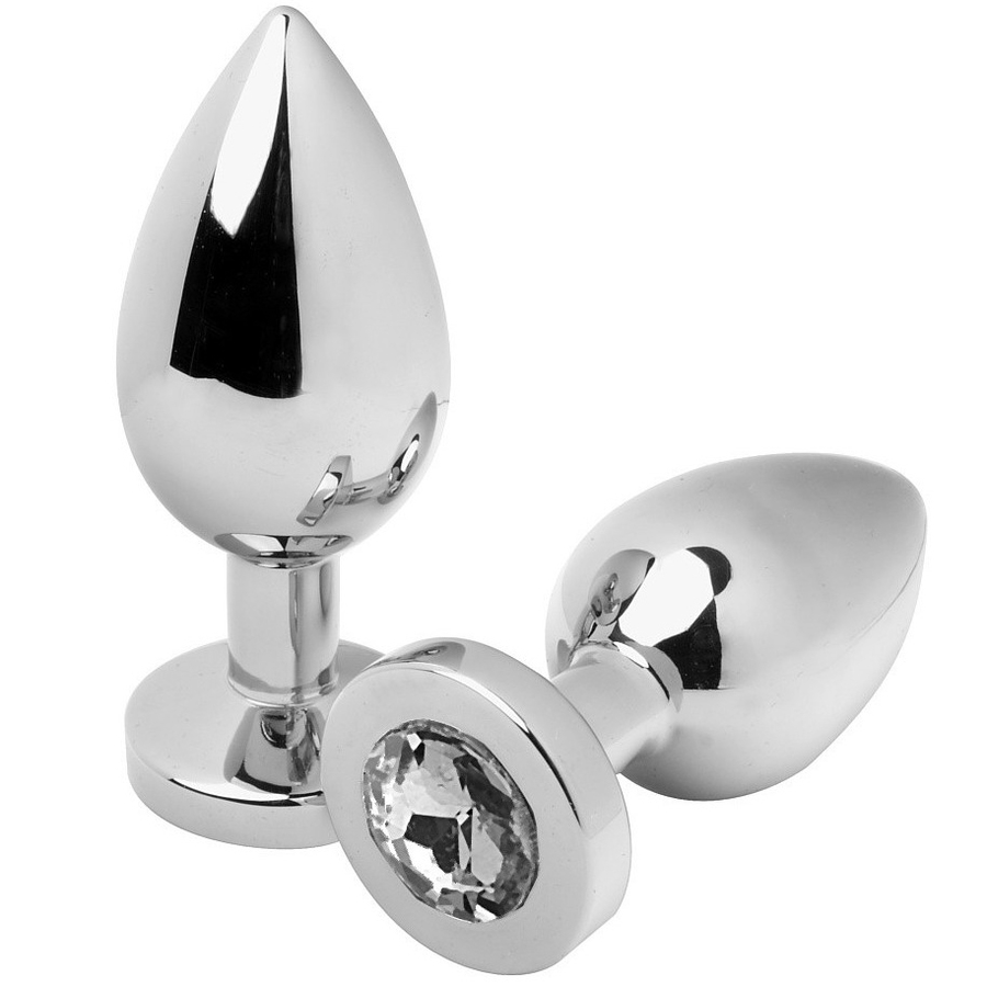 Plug anal METAL HARD Diamond Medium em aço polido com cristal