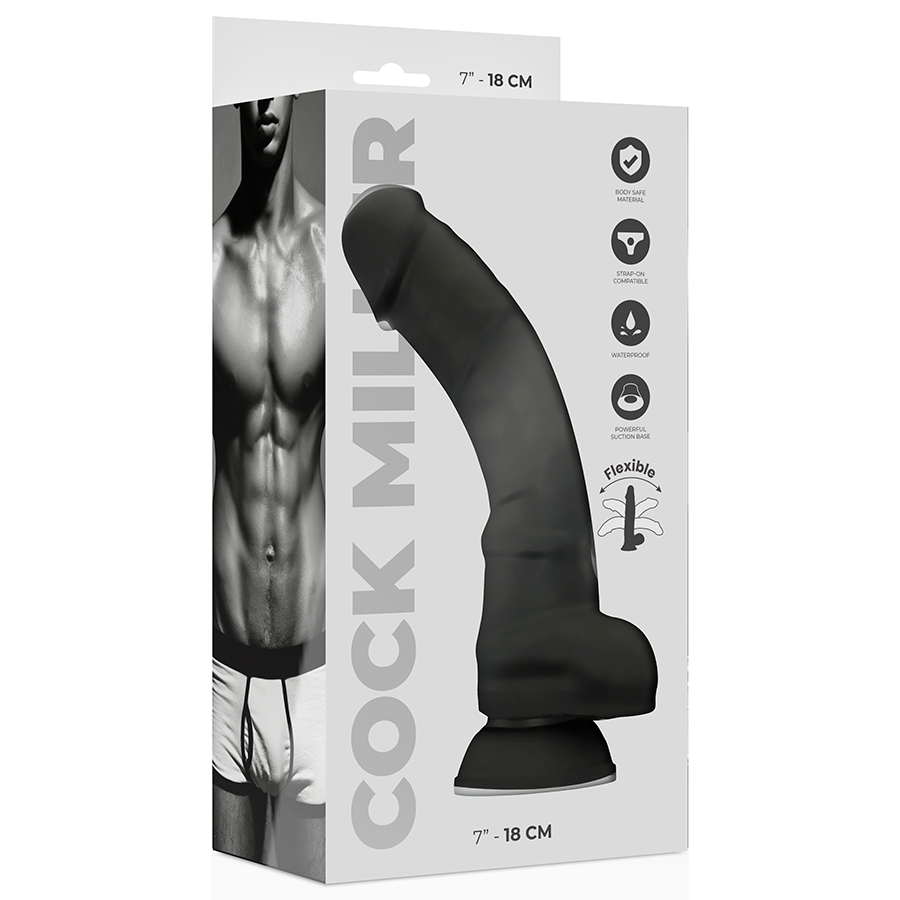COCK MILLER - DILDO REALÍSTICO SILICONA DENSITY ARTICULABLE NEGRO 18 CM