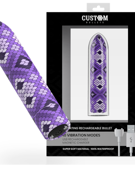 CUSTOM BULLETS - BALA RECARGABLE SNAKE LILA 10 INTENSIDADES