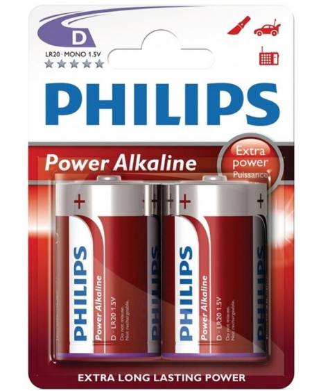 PHILIPS - POWER ALKALINE PILA D LR20 BLISTER*2
