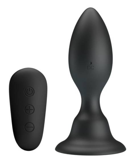 Plug anal com vibração preto e controlo remoto