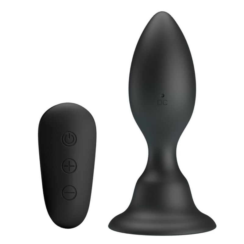 Plug anal com vibração preto e controlo remoto