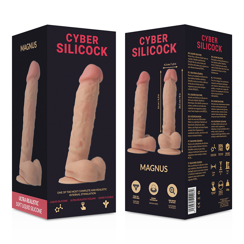 CYBER SILICOCK - MAGNUS REALÍSTICO SILICONA LÍQUIDA 20.5 CM -O- 4.1 CM