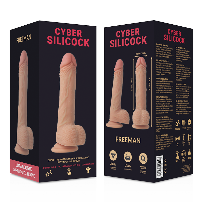 CYBER SILICOCK - FREEMAN REALÍSTICO SILICONA LÍQUIDA 20 CM -O- 3.8 CM