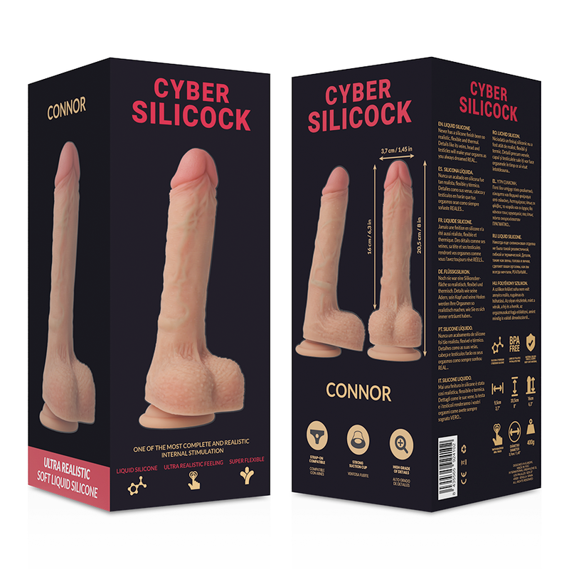 CYBER SILICOCK - CONNOR REALÍSTICO SILICONA LÍQUIDA 20.5 CM -O- 3.7 CM