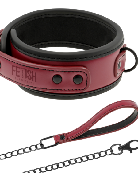 FETISH SUBMISSIVE DARK ROOM - COLLAR CON CADENA CON FORRO DE NEOPRENO
