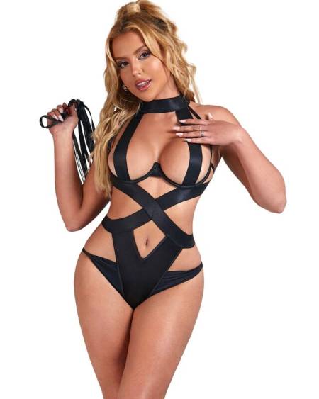 SUBBLIME – Body preto com arnês e decote halter - L/XL