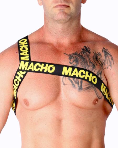 MACHO UNDERWEAR – Arnês romano elástico - AMARILLO, S/M