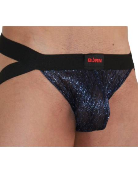BURN – Jockstrap 006 brilhante azul e preto - M