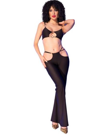 CHILIROSE – Conjunto preto CR 4851 com detalhes dourados - S