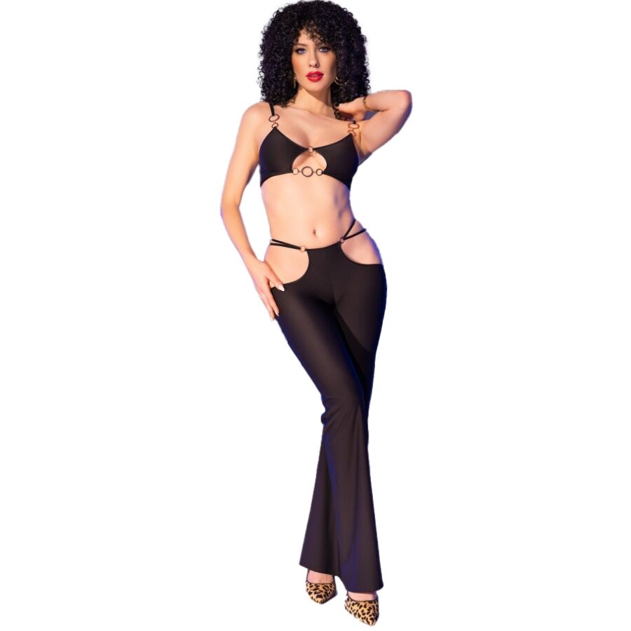CHILIROSE – Conjunto preto CR 4851 com detalhes dourados - L
