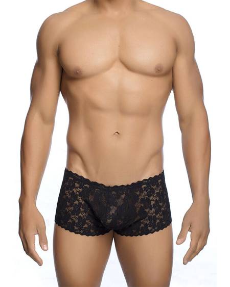 MOB – Boxer de renda transparente com rosas bordadas - S/M