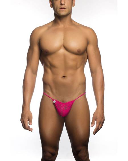 MOB – Tanga masculina de renda rosa - L/XL