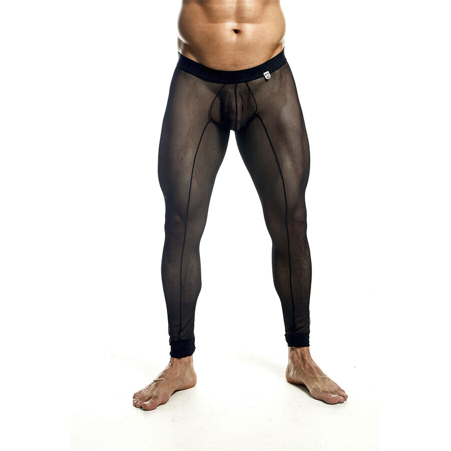 MOB – Meias de rede masculinas transparentes pretas - S