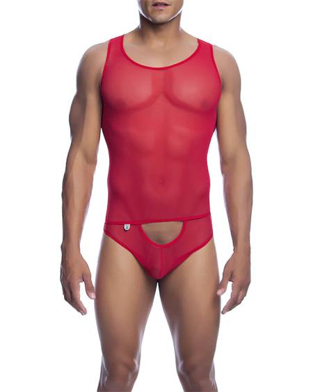 MOB – BODYSHEER, body transparente vermelho - L/XL