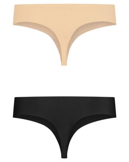 BYE-BRA – Pack de 2 tangas invisíveis bege e pretas - M