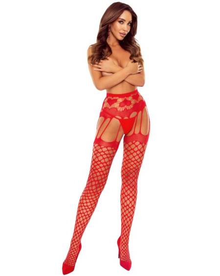 PASSION - S031 MEDIAS REJILLA ROJO TALLA ÚNICA