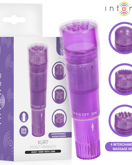 INTENSE - KURT MINI MASAJEADOR CON 4 CABEZALES INTERCAMBIABLES LILA