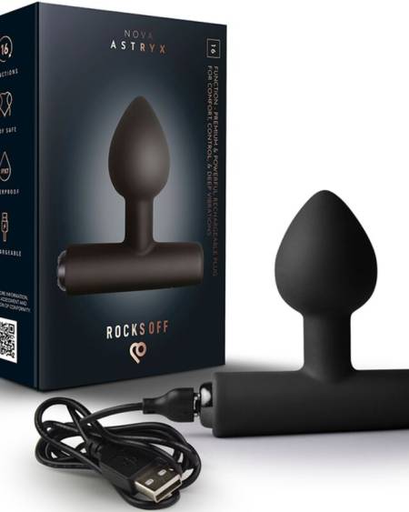 ROCKS-OFF – Nova Astryx Premium, plug anal vibratório recarregável - NEGRO